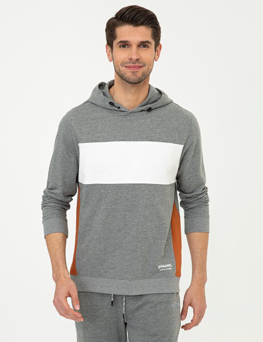 Gri Melanj Kapüşonlu Sweatshirt