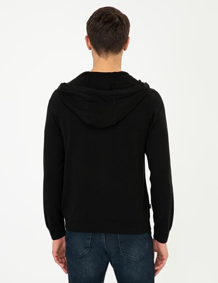 Siyah Regular Fit Fermuarlı Triko Hırka - 50240536007