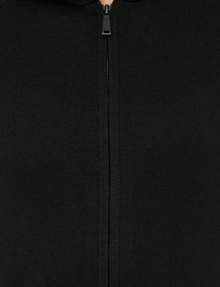 Siyah Regular Fit Fermuarlı Triko Hırka - 50240536007