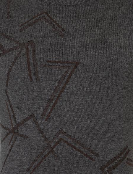 Gri Melanj Slim Fit Bisiklet Yaka Triko Kazak - 50240606013