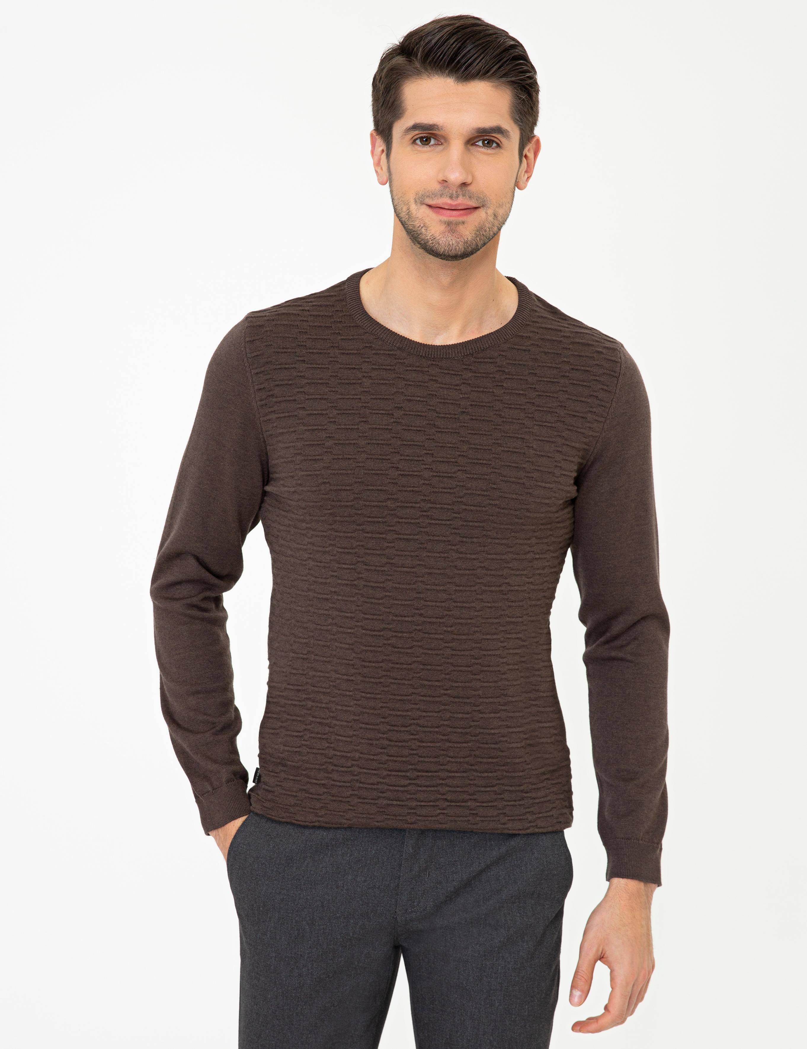 Açık Kahverengi Slim Fit Kazak