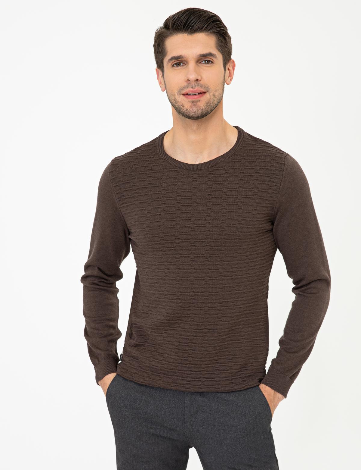 Açık Kahverengi Slim Fit Kazak - 50241425051