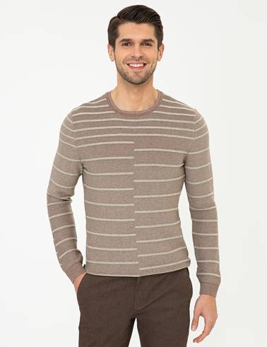 Vizon Melanj Slim Fit Bisiklet Yaka Triko Kazak