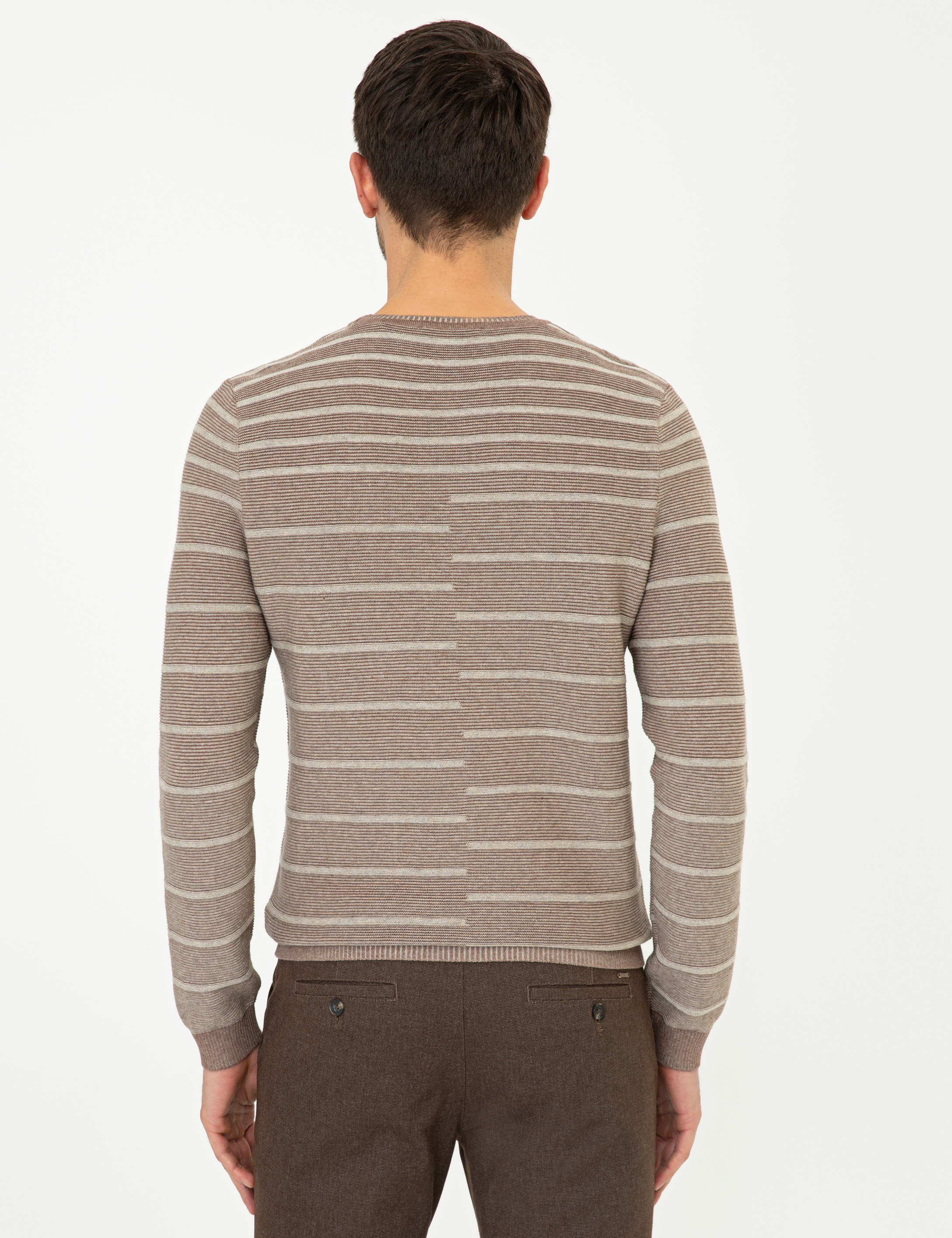 Vizon Melanj Slim Fit Bisiklet Yaka Triko Kazak - Image 4