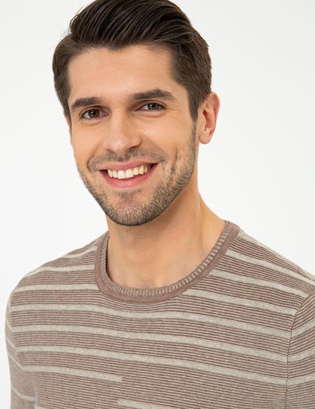 Vizon Melanj Slim Fit Bisiklet Yaka Triko Kazak - 50241474026