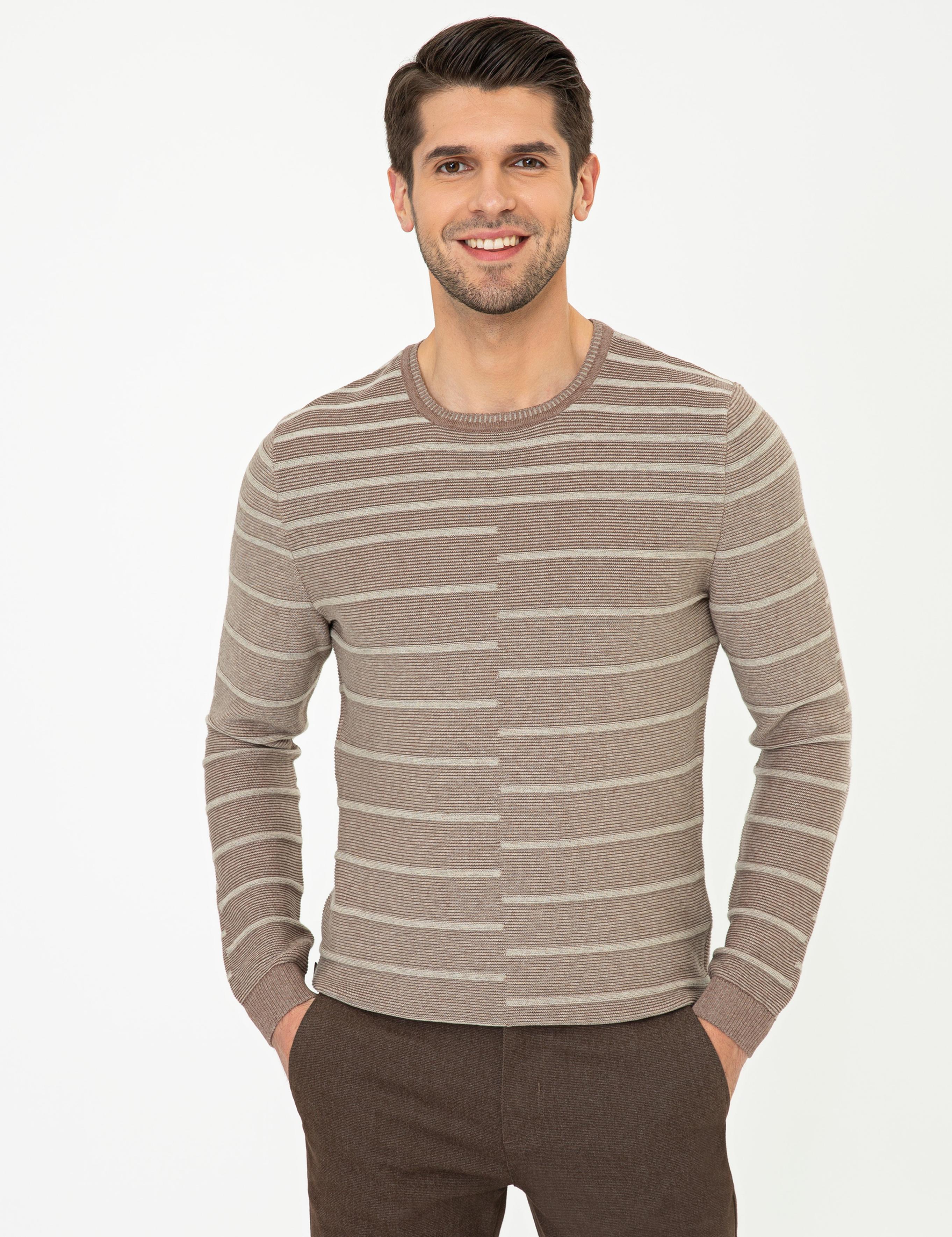 Vizon Melanj Slim Fit Bisiklet Yaka Triko Kazak