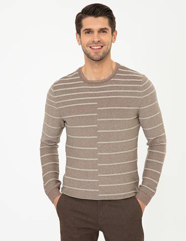 Vizon Melanj Slim Fit Bisiklet Yaka Triko Kazak