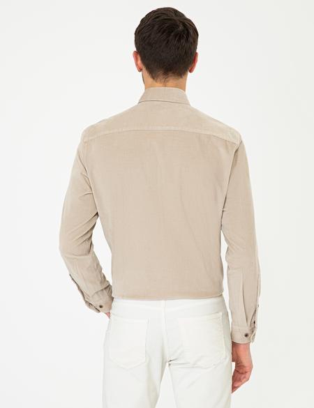 Bej Regular Fit Uzun Kollu Gömlek - 50241505067