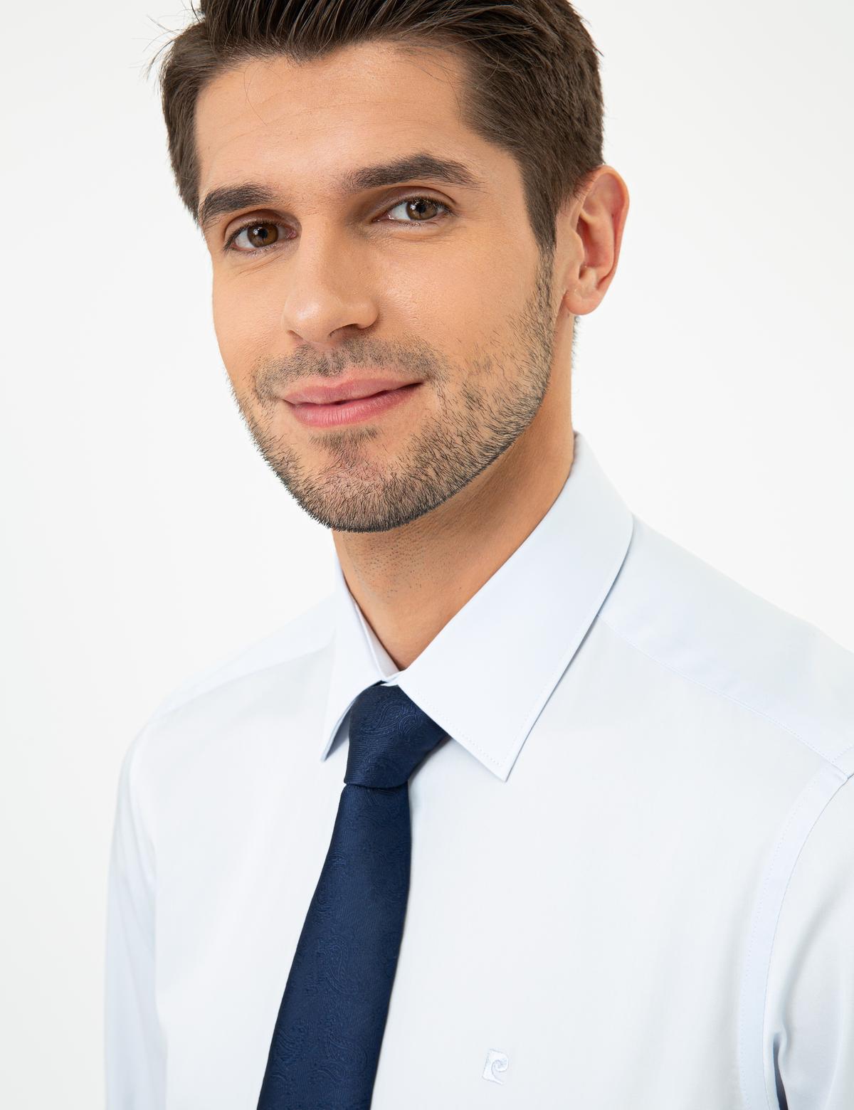 Açık Mavi Slim Fit Uzun Kollu Basic Gömlek - 50243307027