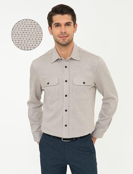 Bej Regular Fit Uzun Kollu Gömlek - 50248522006