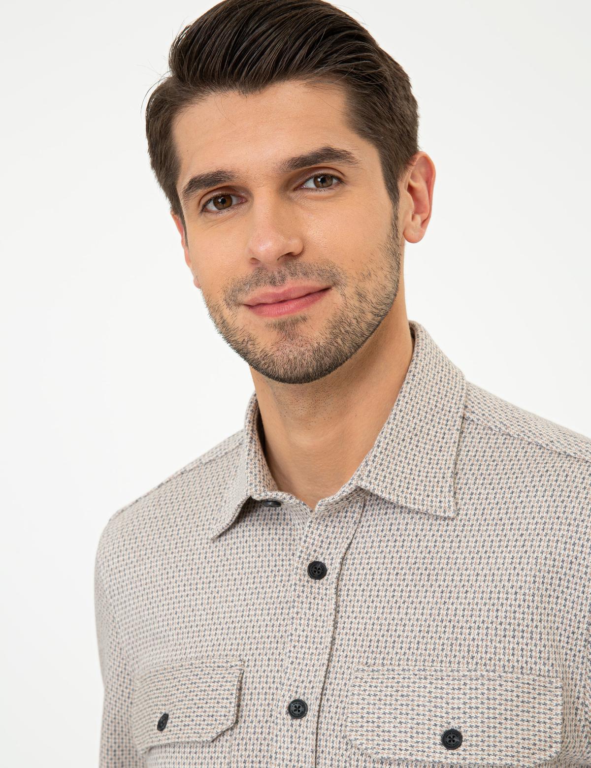 Bej Regular Fit Uzun Kollu Gömlek - 50248522006