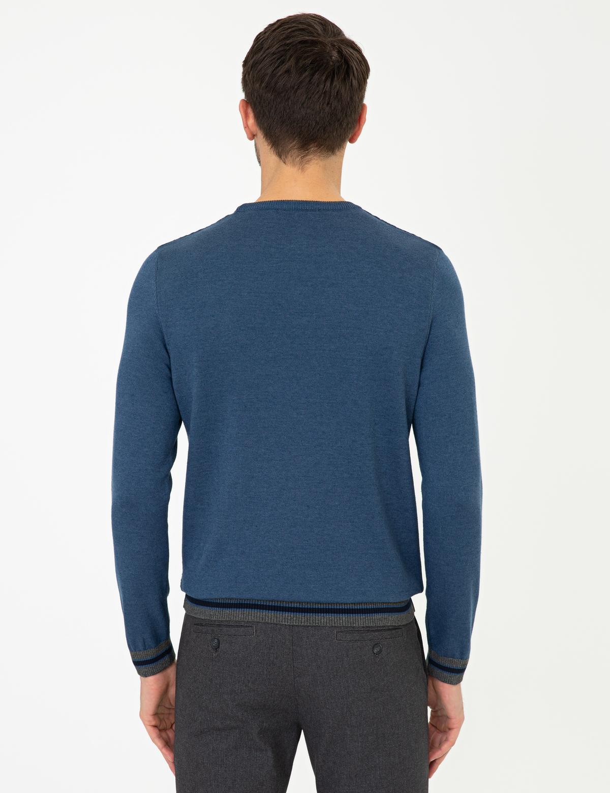 İndigo Melanj Slim Fit Kazak - 50248536017