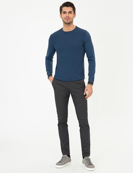 İndigo Melanj Slim Fit Kazak - 50248536017