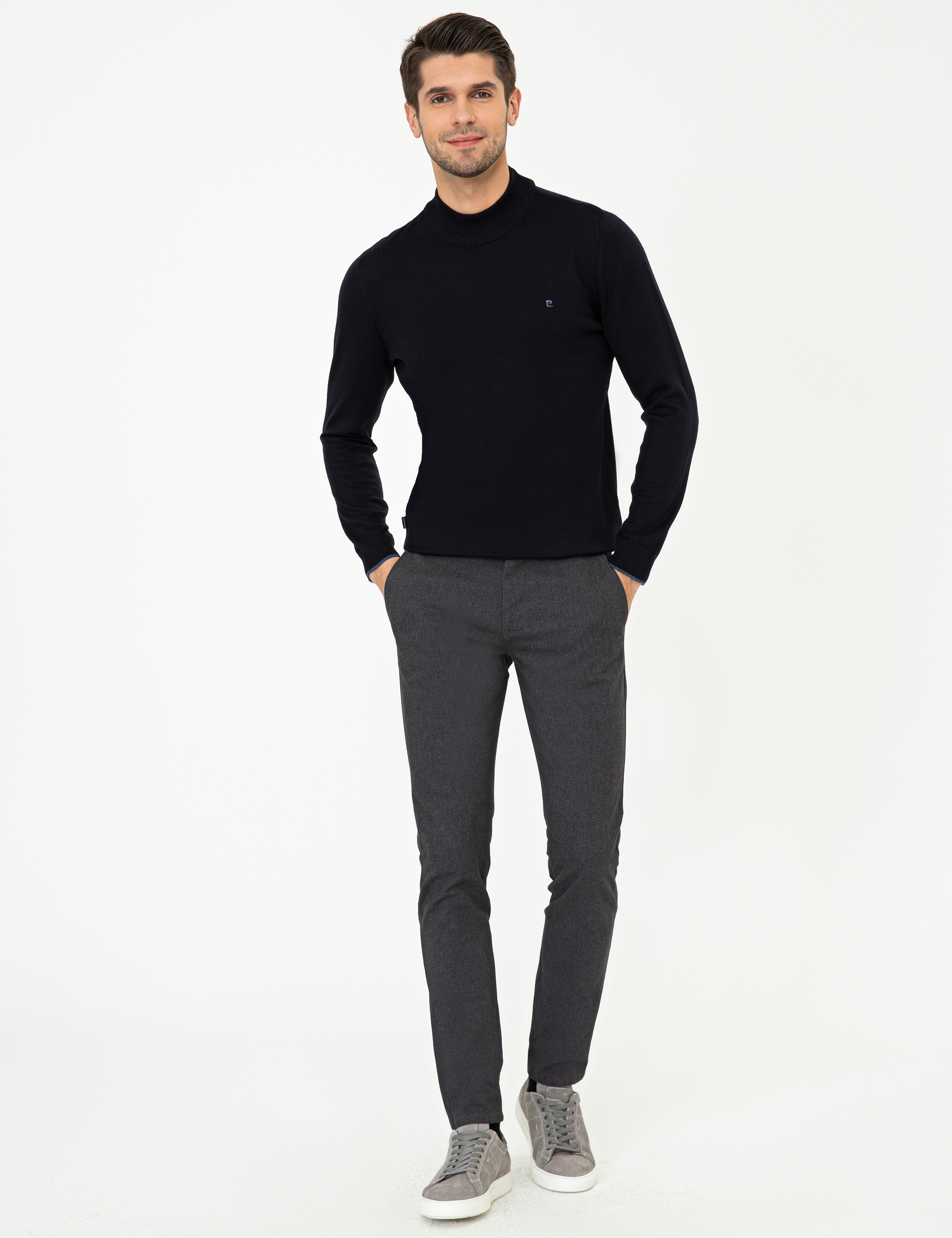 Pierre Cardin Lacivert Slim Fit Yarım Balıkçı Yaka Basic Triko Kazak görsel 5