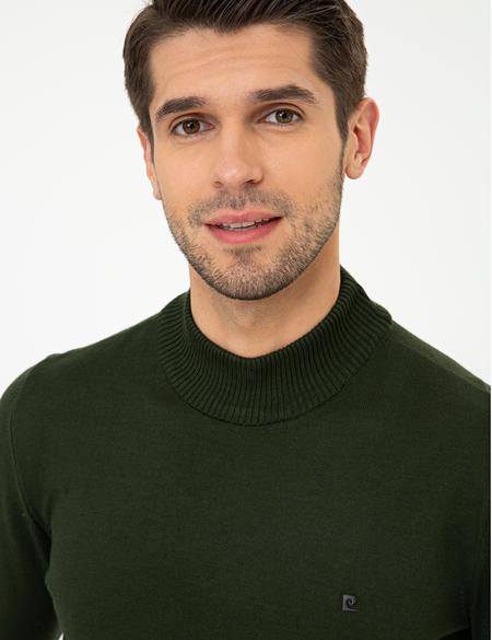 Yeşil Slim Fit Yarım Balıkçı Yaka Basic Triko Kazak - 50248552028