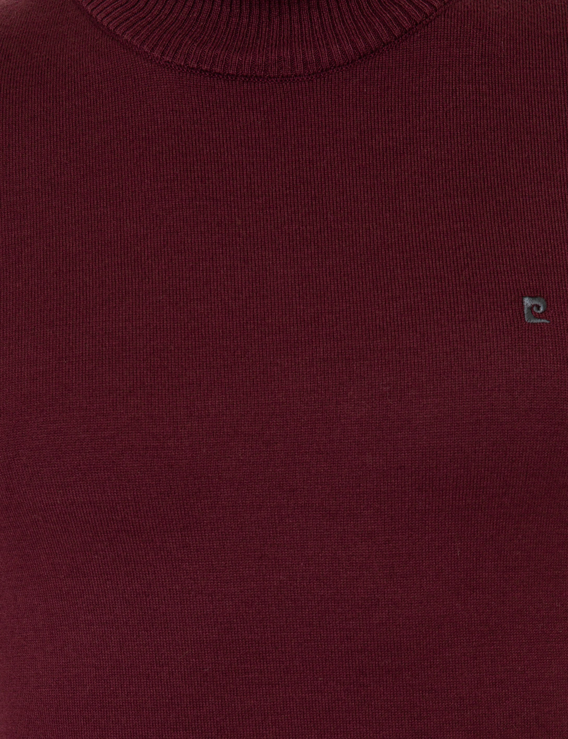 Bordo Slim Fit Yarım Balıkçı Yaka Basic Triko Kazak