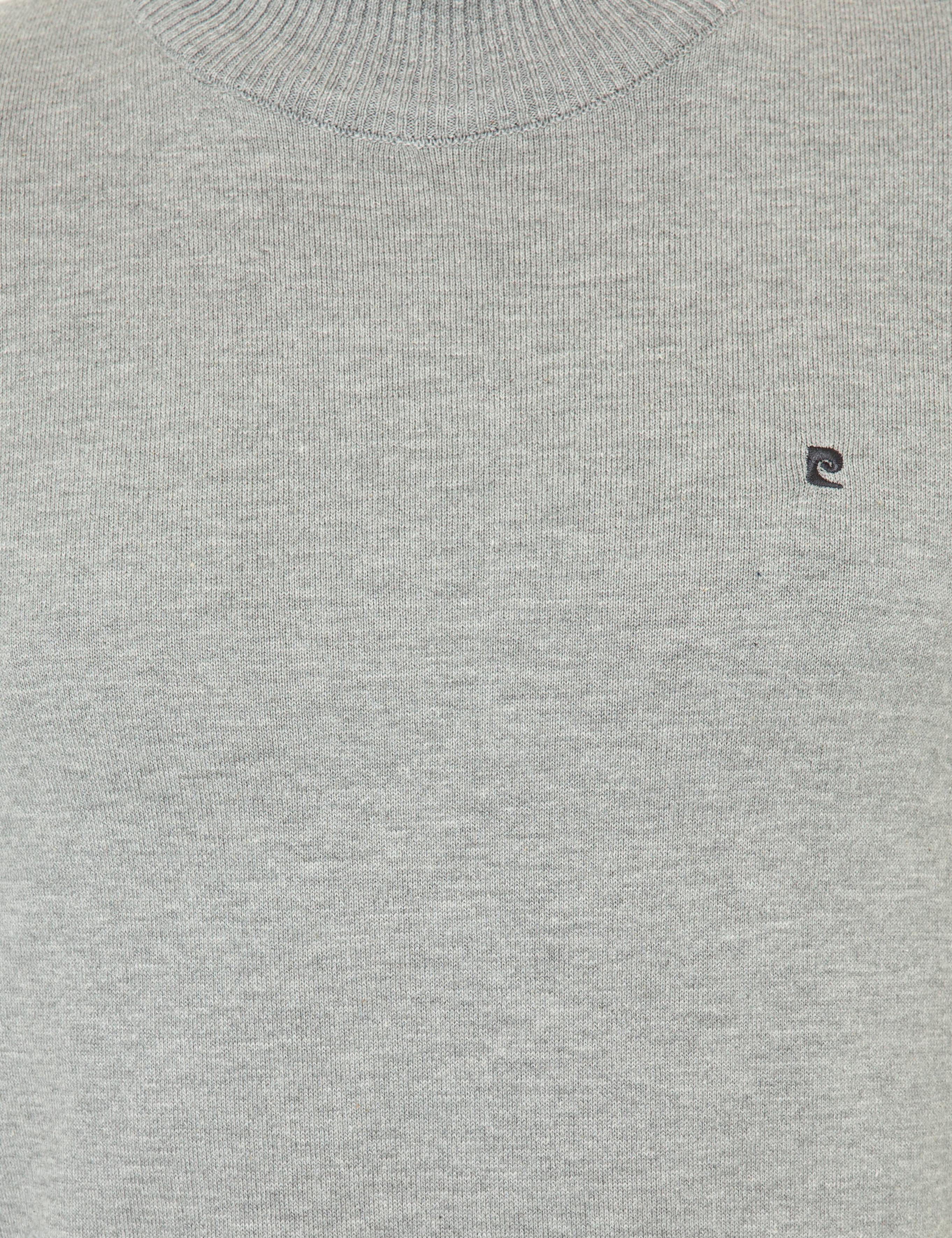 Açık Gri Melanj Slim Fit Yarım Balıkçı Basic Triko Kazak