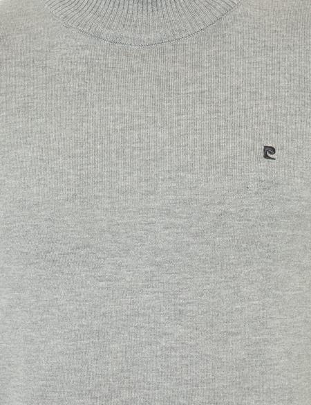 Açık Gri Melanj Slim Fit Yarım Balıkçı Basic Triko Kazak - 50248552098