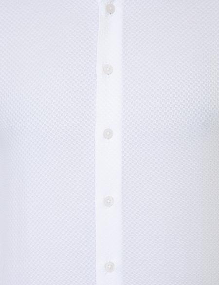 Beyaz Slim Fit Armürlü Gömlek - 50248975008