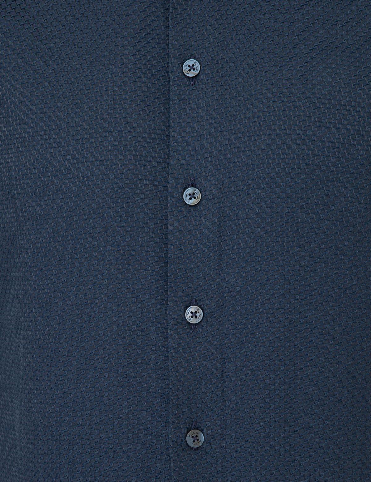 Lacivert Slim Fit Armürlü Gömlek - 50248975026