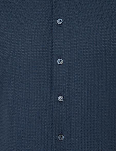 Lacivert Slim Fit Armürlü Gömlek - 50248975026