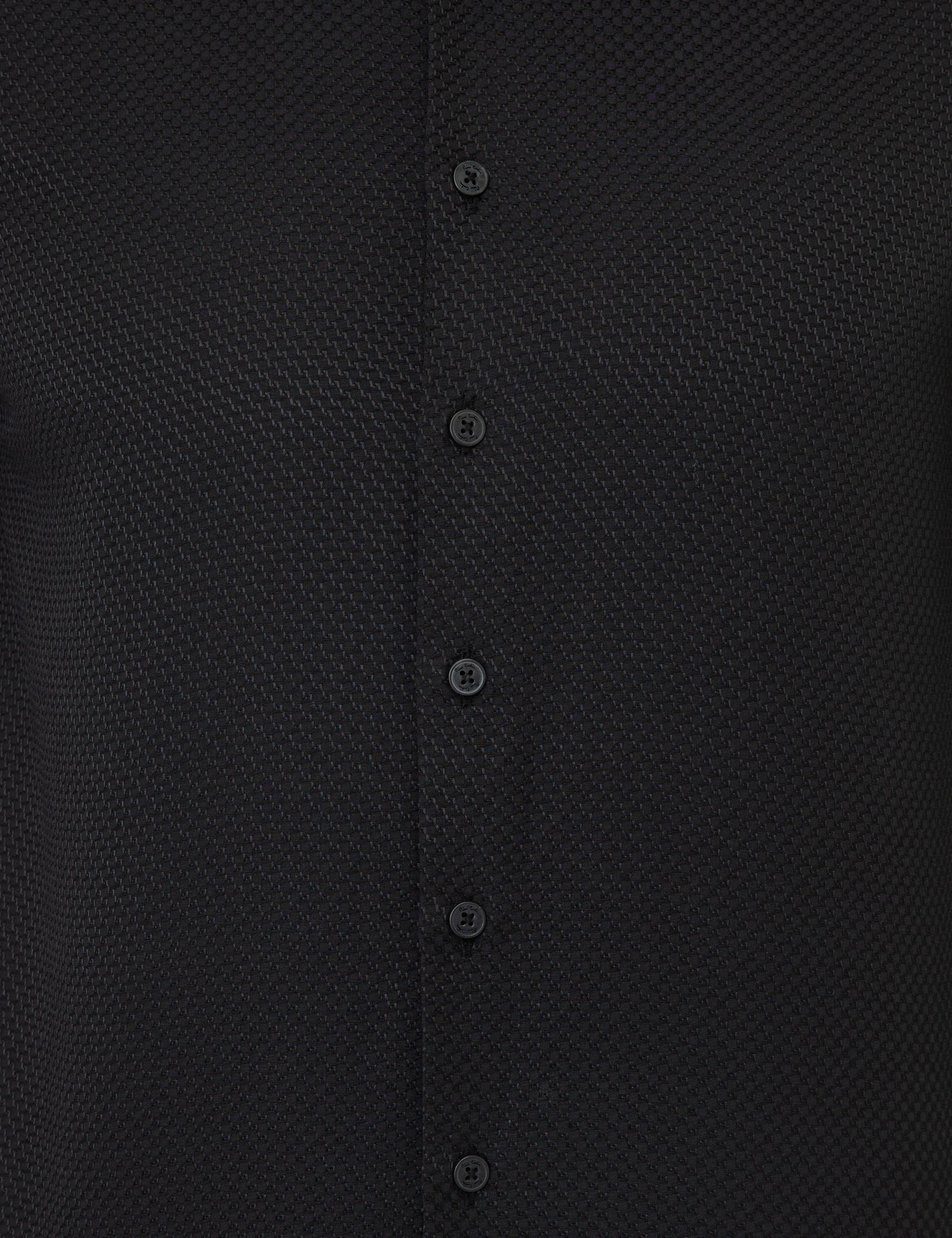Siyah Slim Fit Armürlü Gömlek