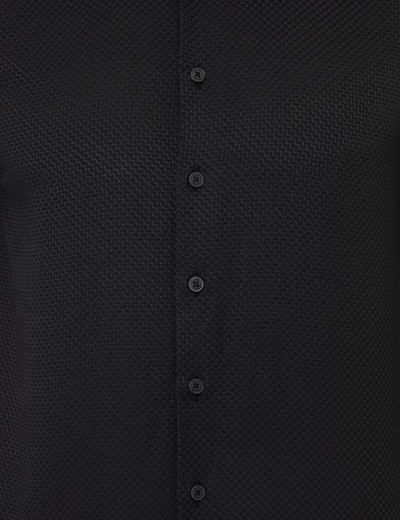 Siyah Slim Fit Armürlü Gömlek - 50248975035