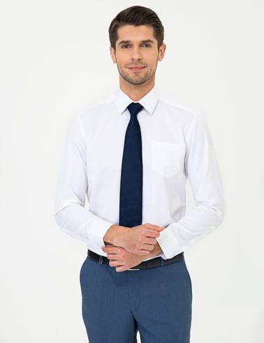 Beyaz Regular Fit Uzun Kollu Klasik Gömlek