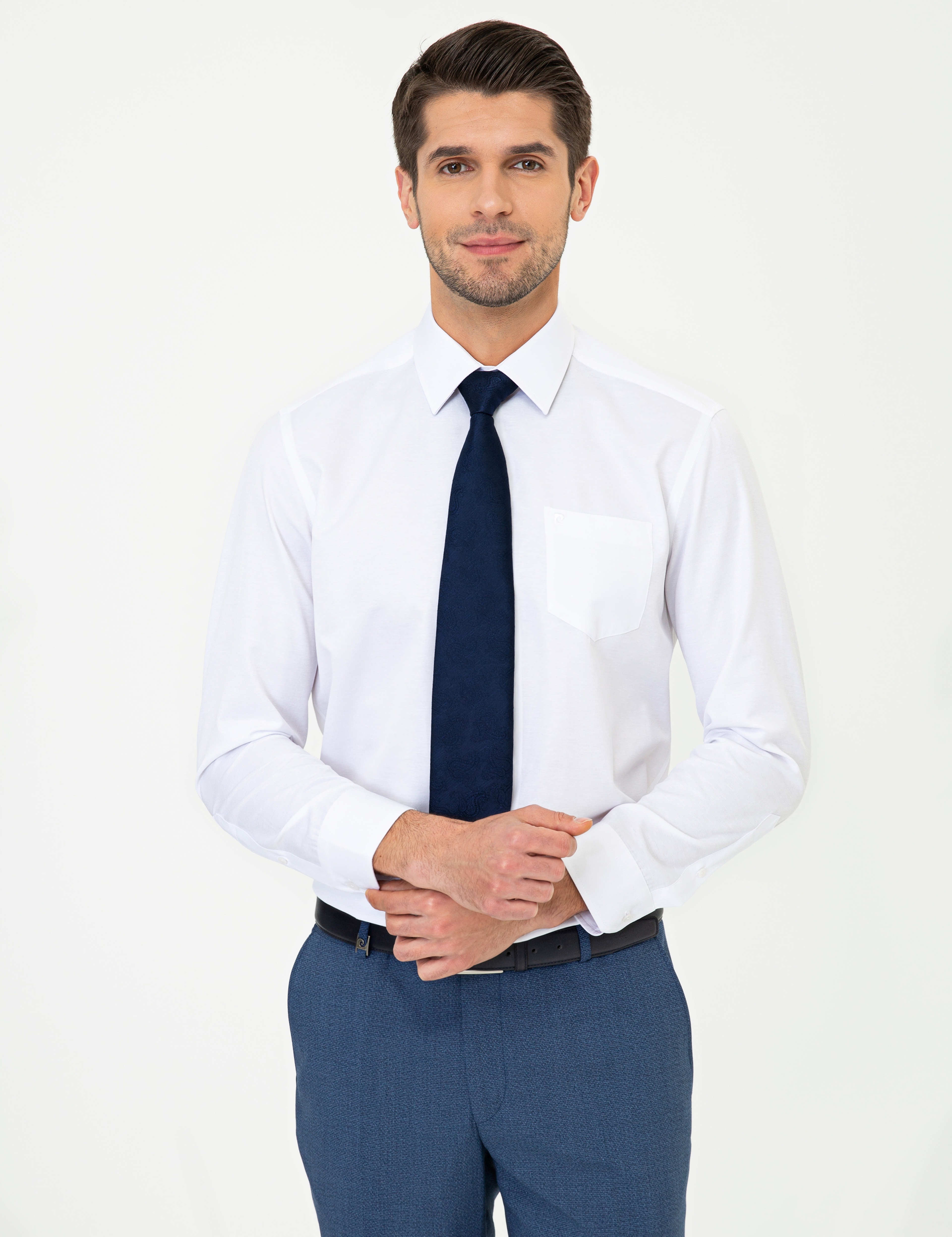 Beyaz Regular Fit Uzun Kollu Klasik Gömlek - Image 1