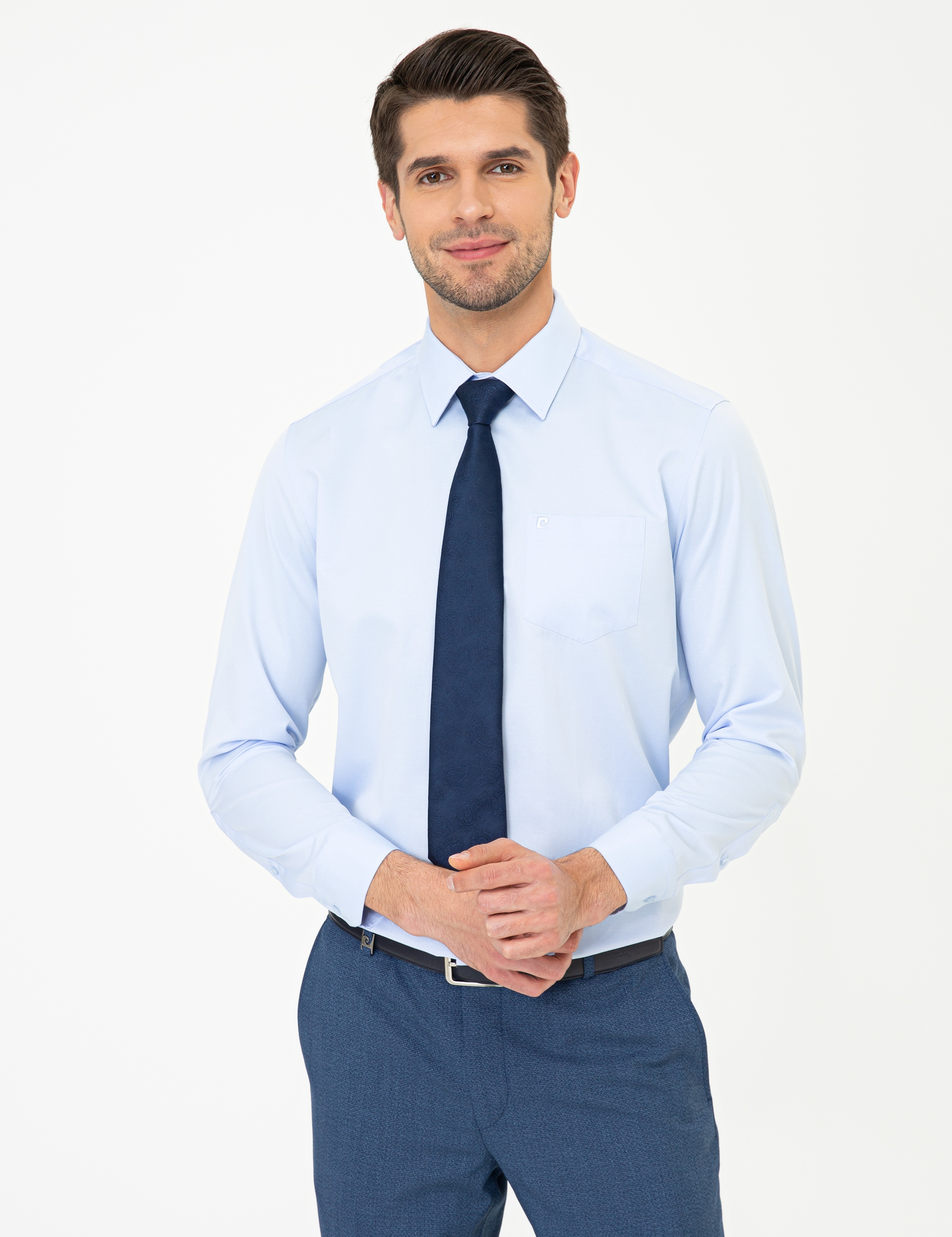 Açık Mavi Regular Fit Uzun Kollu Klasik Gömlek - Image 1