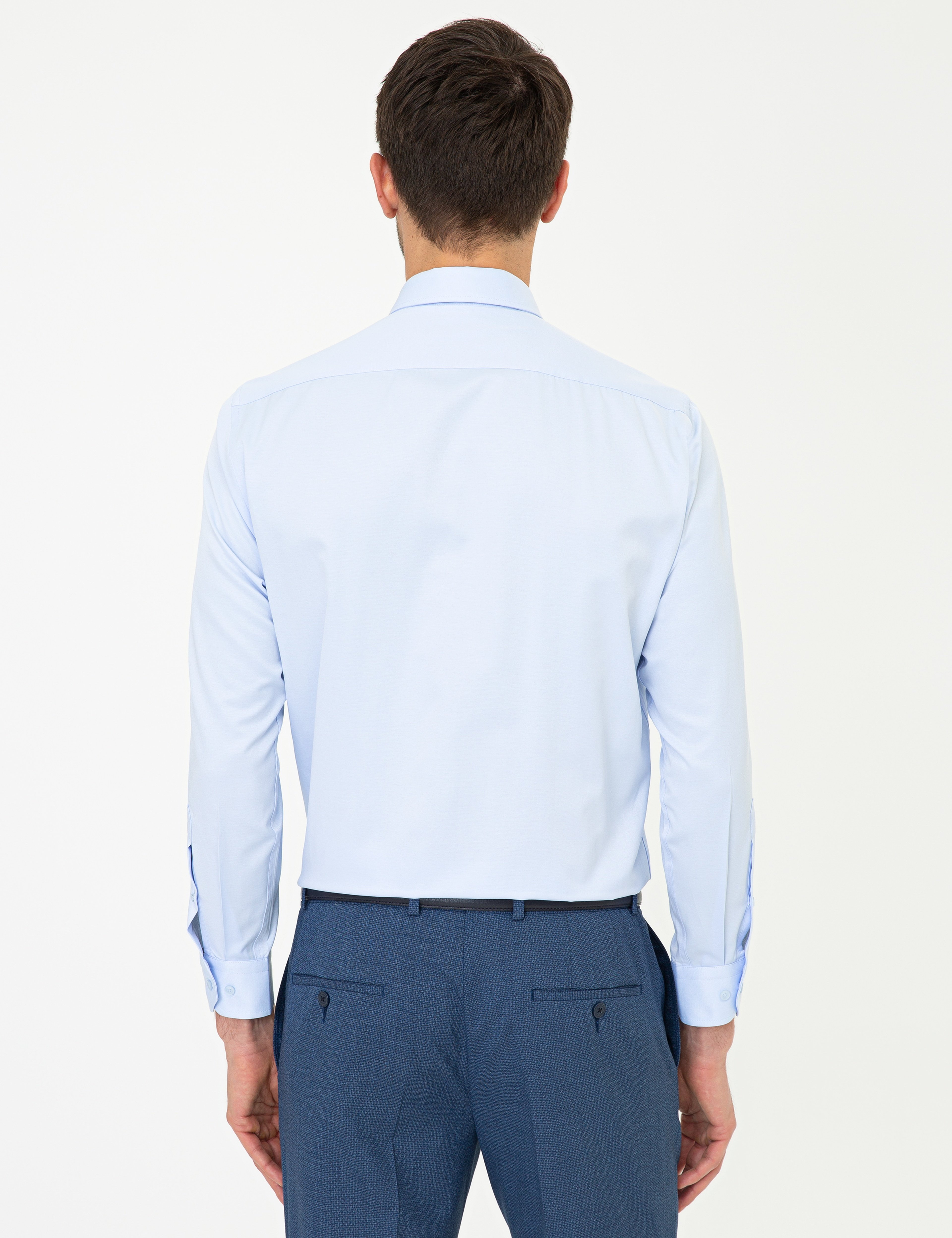 Açık Mavi Regular Fit Uzun Kollu Klasik Gömlek - Image 3