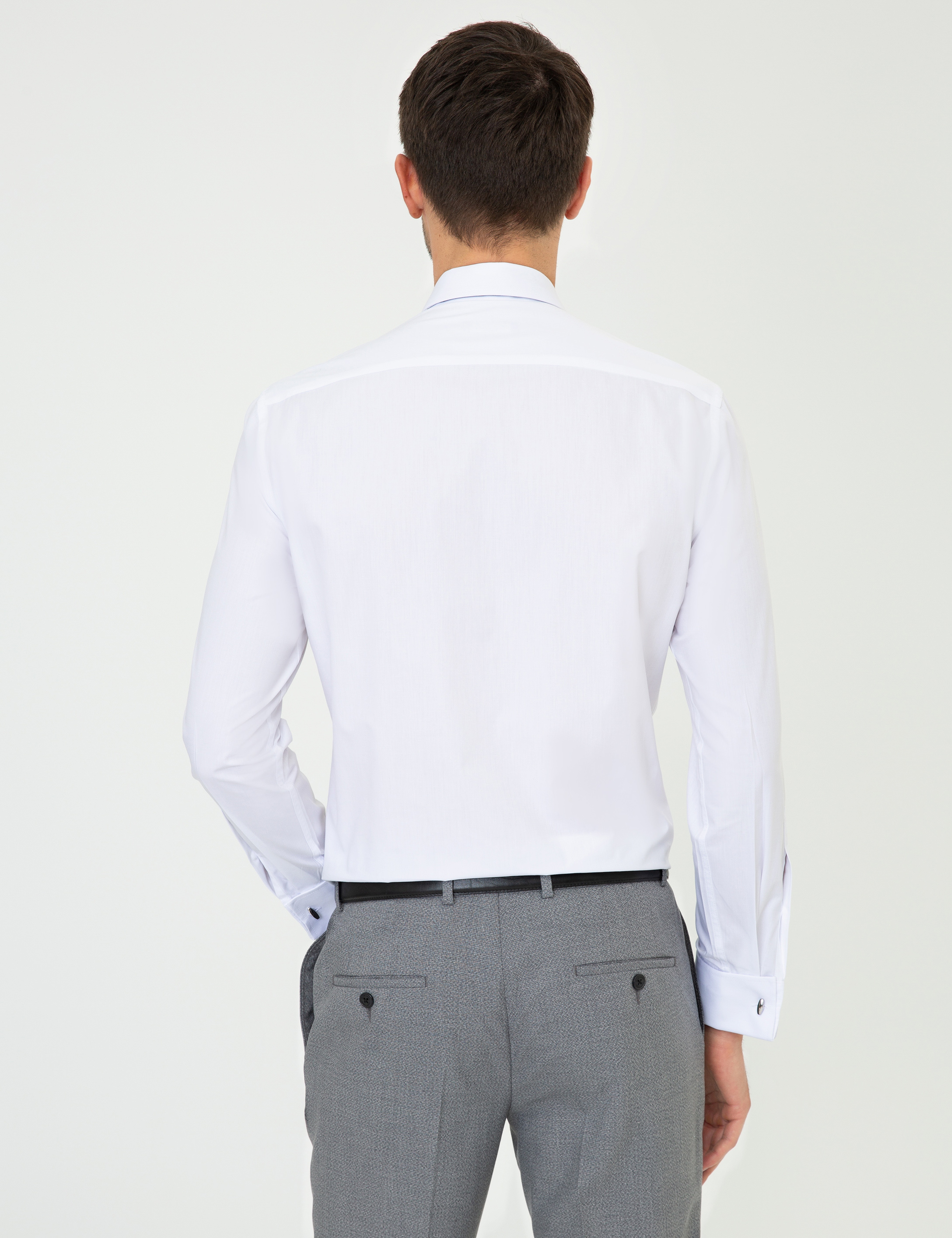 Beyaz Slim Fit Klasik Gömlek - Image 3