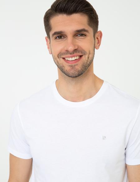 Beyaz Slim Fit Bisiklet Yaka Basic Tişört - 50252189001