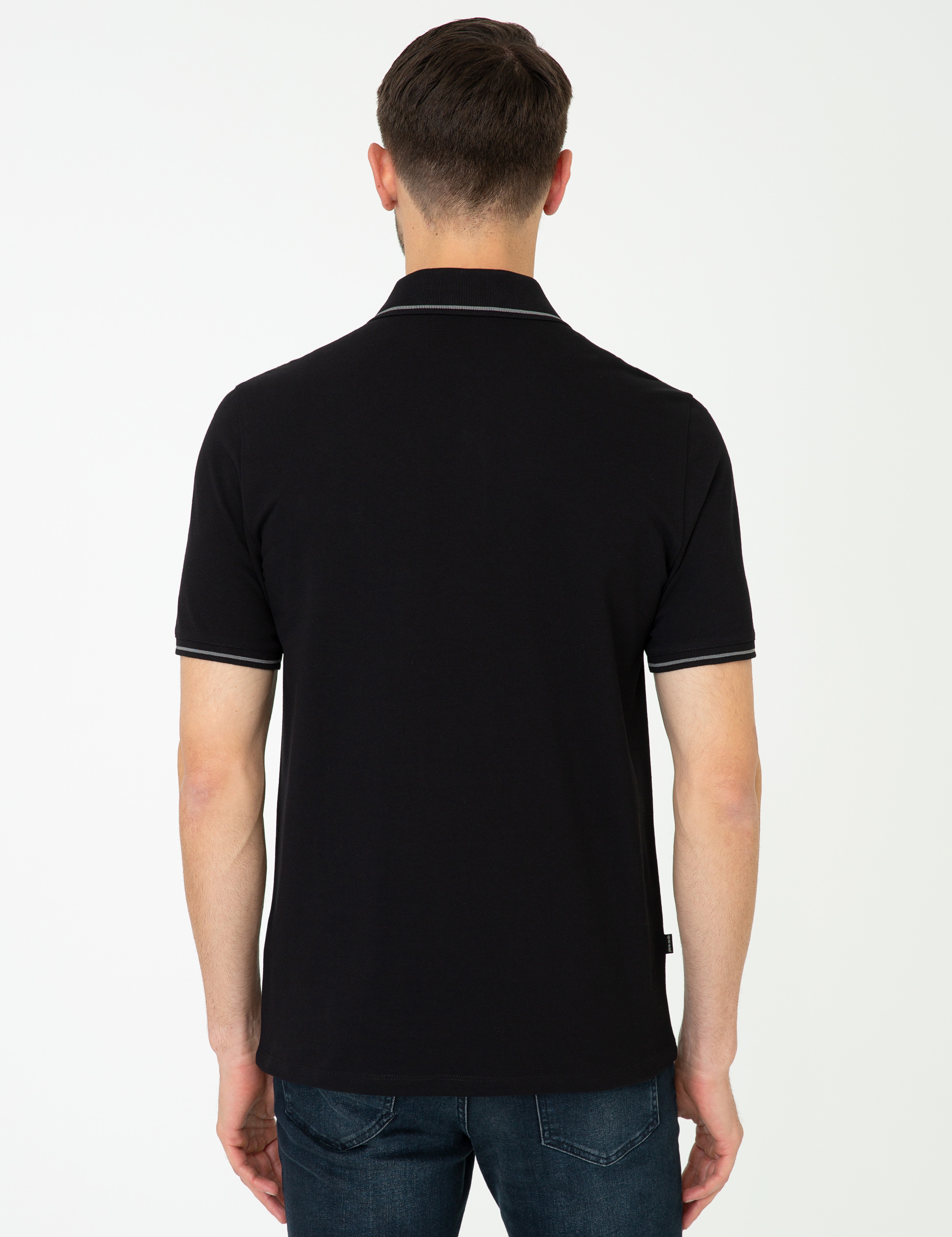 Siyah Regular Fit %100 Pamuk Polo Yaka Basic Tişört