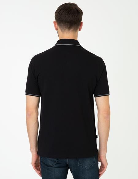 Siyah Regular Fit Polo Yaka Basic Tişört - 50252470017