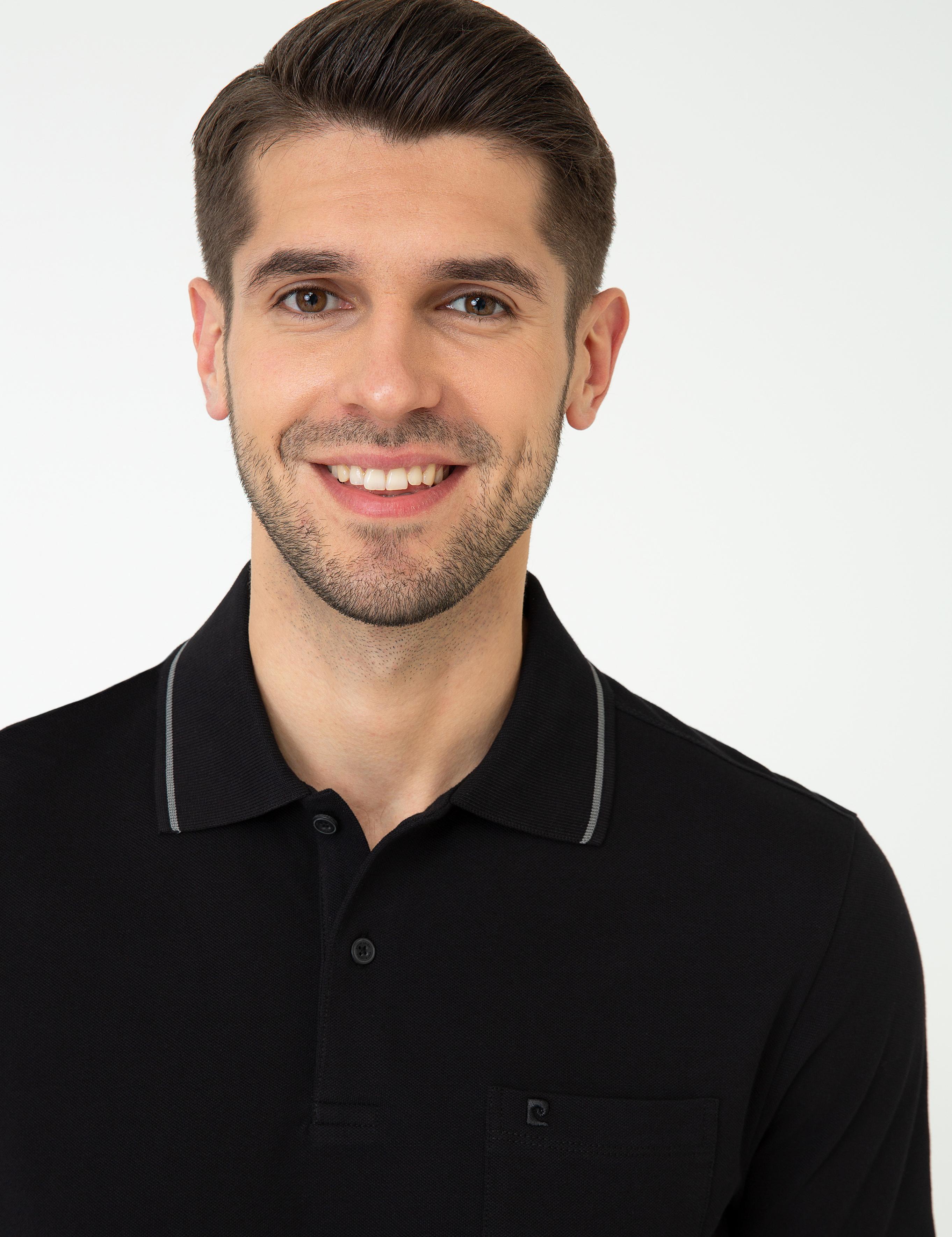 Siyah Regular Fit Polo Yaka Basic Tişört