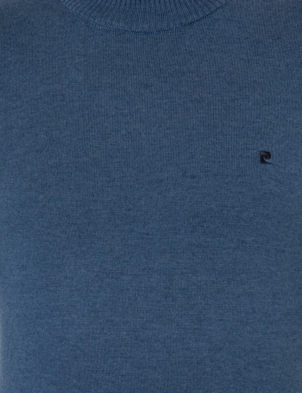 İndigo Melanj Slim Fit Yarım Balıkçı Yaka Basic Triko Kazak - 50248552058