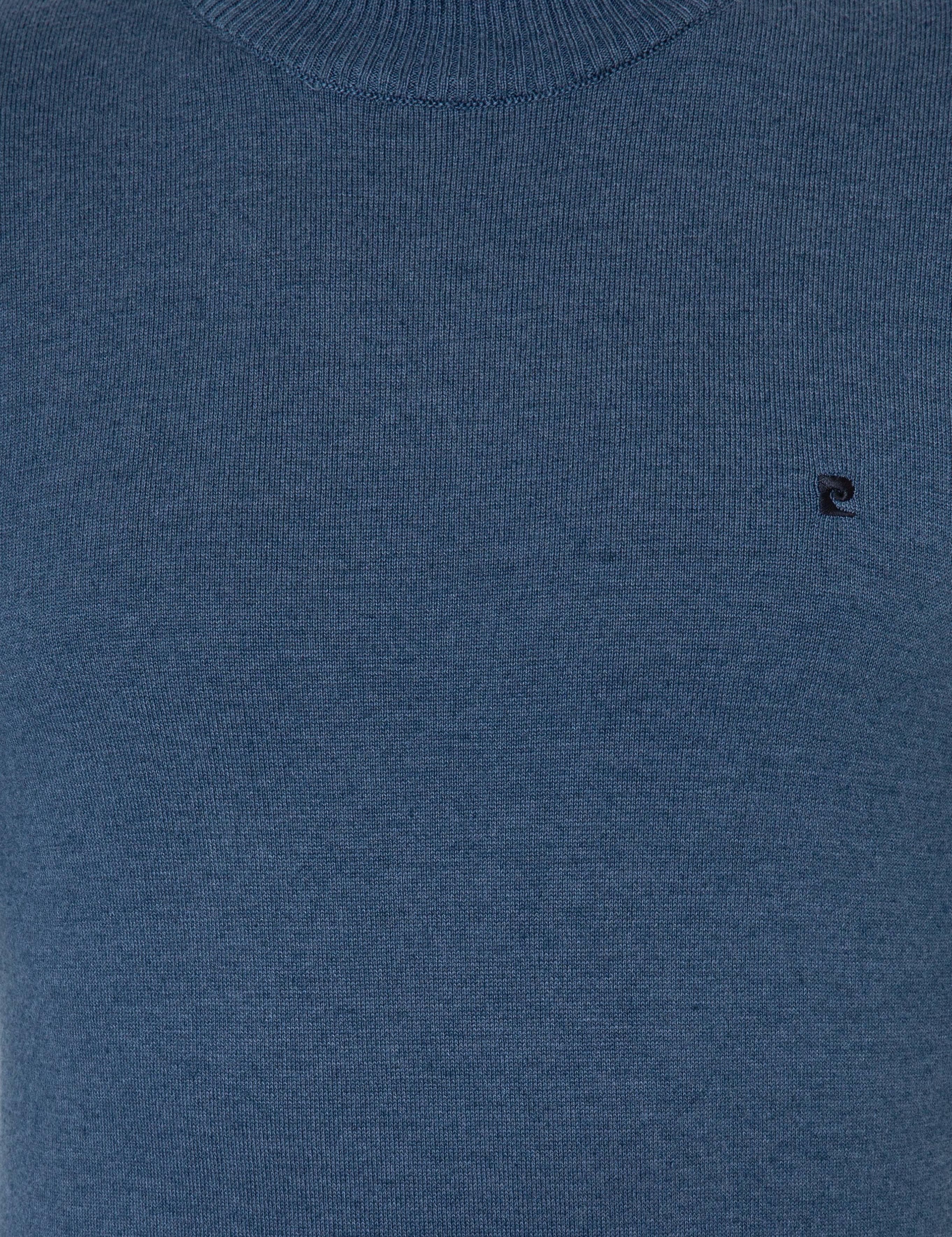 İndigo Melanj Slim Fit Yarım Balıkçı Yaka Basic Triko Kazak