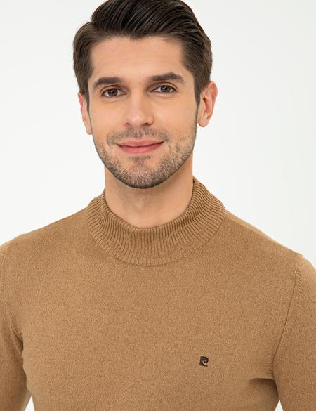 Camel Melanj Slim Fit Yarım Balıkçı Yaka Basic Triko Kazak - 50248552068