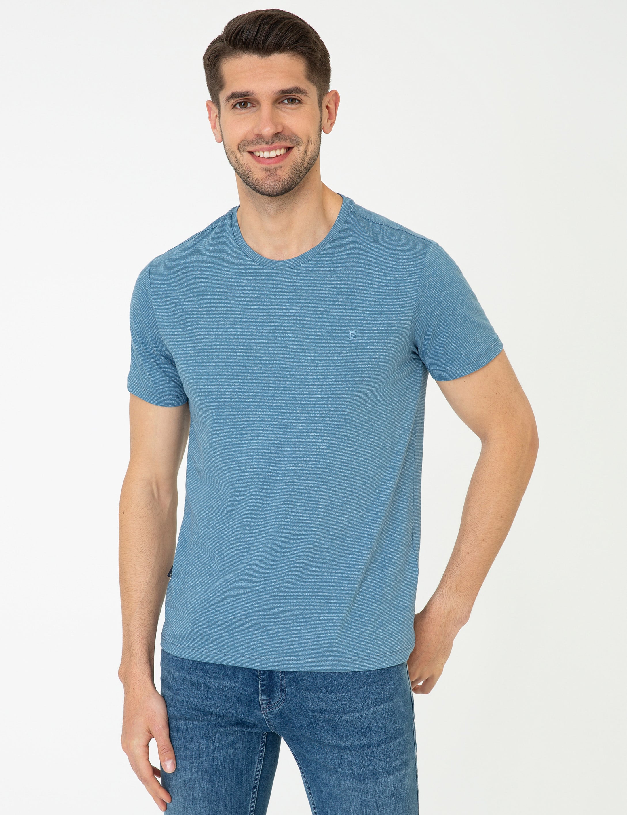 İndigo Slim Fit Bisiklet Yaka Basic Tişört - Image 1