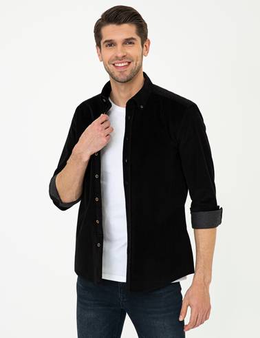 Siyah Regular Fit Uzun Kollu Gömlek