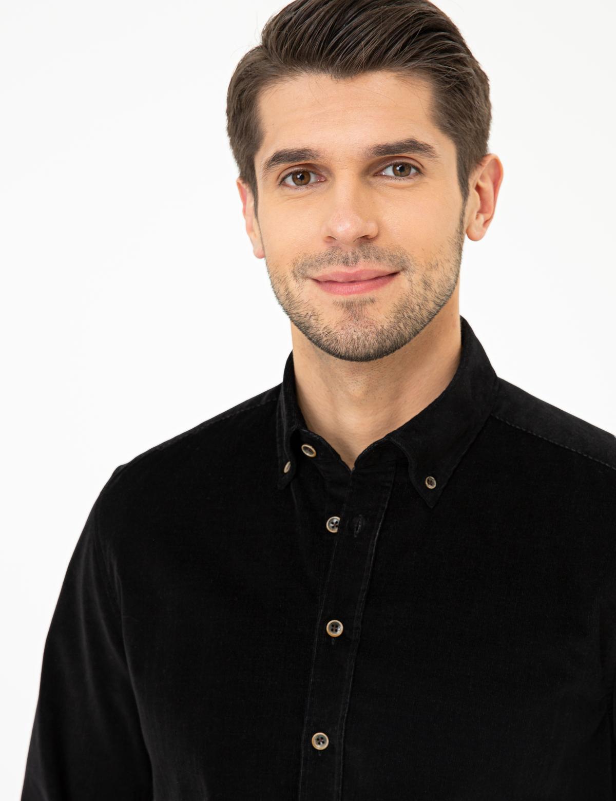 Siyah Regular Fit Uzun Kollu Gömlek - 50241505031