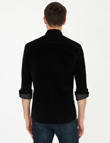 Siyah Regular Fit Uzun Kollu Gömlek