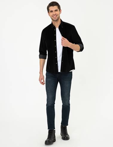 Siyah Regular Fit Uzun Kollu Gömlek