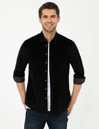 Siyah Regular Fit Uzun Kollu Gömlek