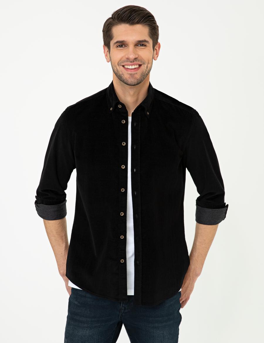 Siyah Regular Fit Uzun Kollu Gömlek
