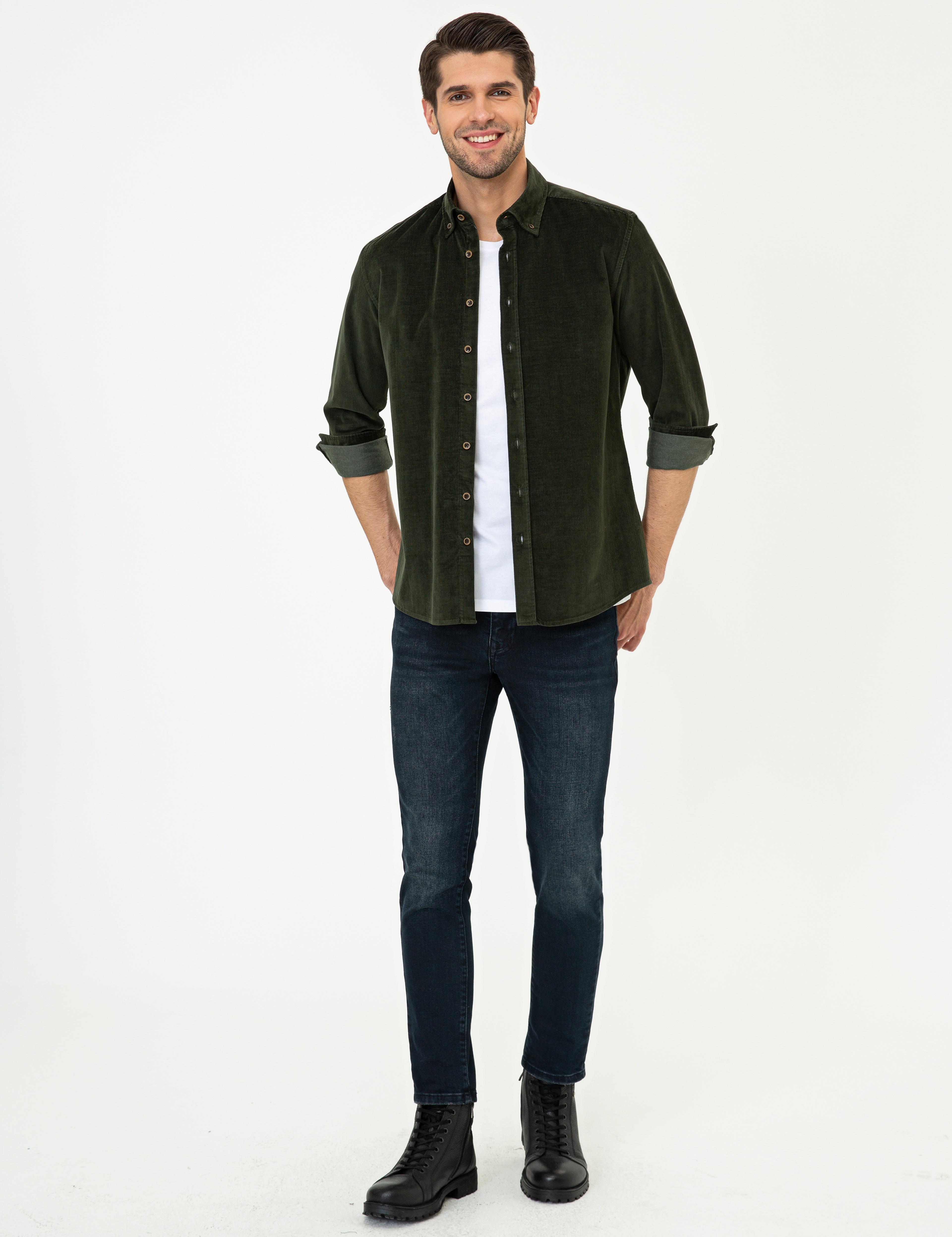 Haki Regular Fit Uzun Kollu Gömlek - Image 5