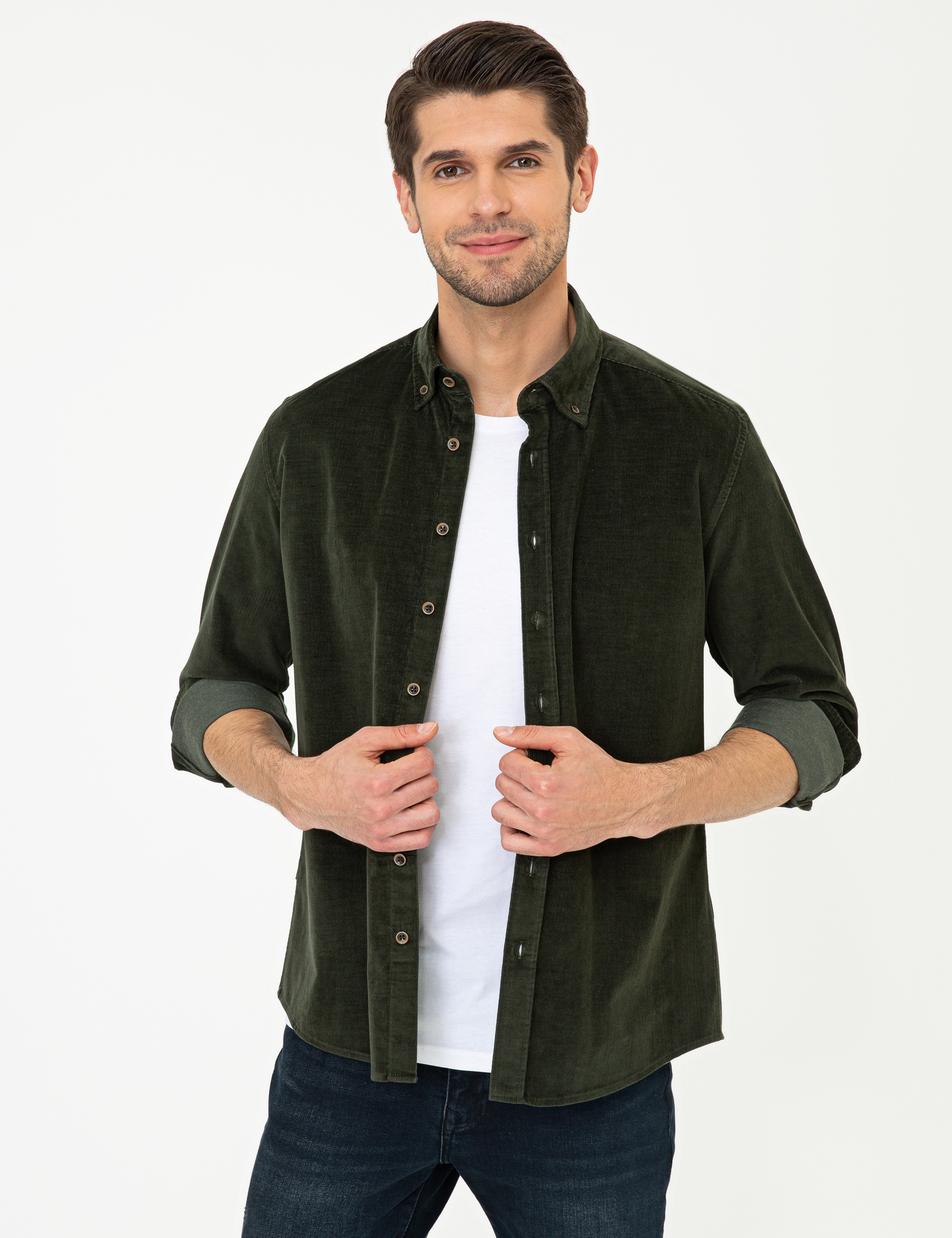 Haki Regular Fit Uzun Kollu Gömlek - Image 3