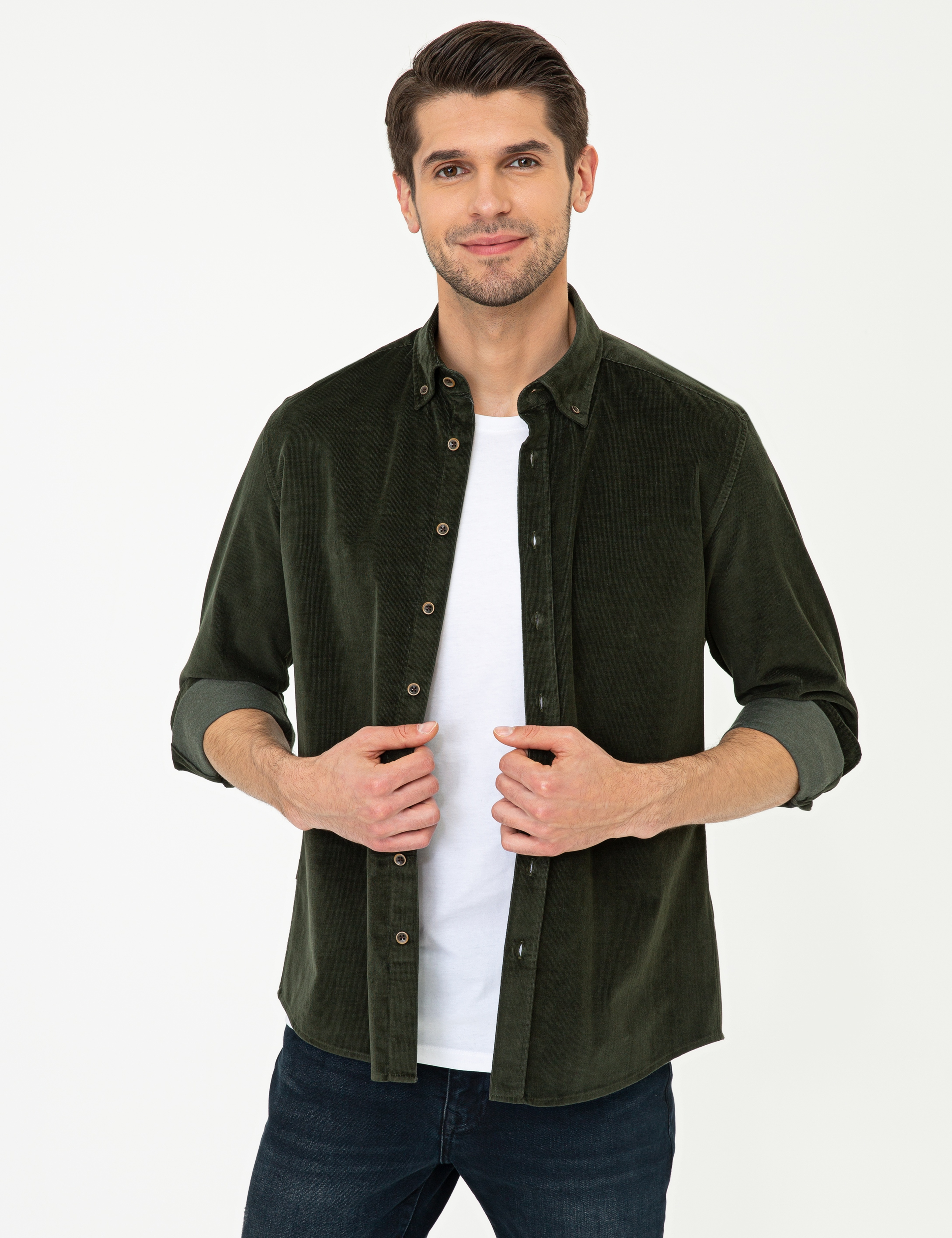 Haki Regular Fit Uzun Kollu Gömlek