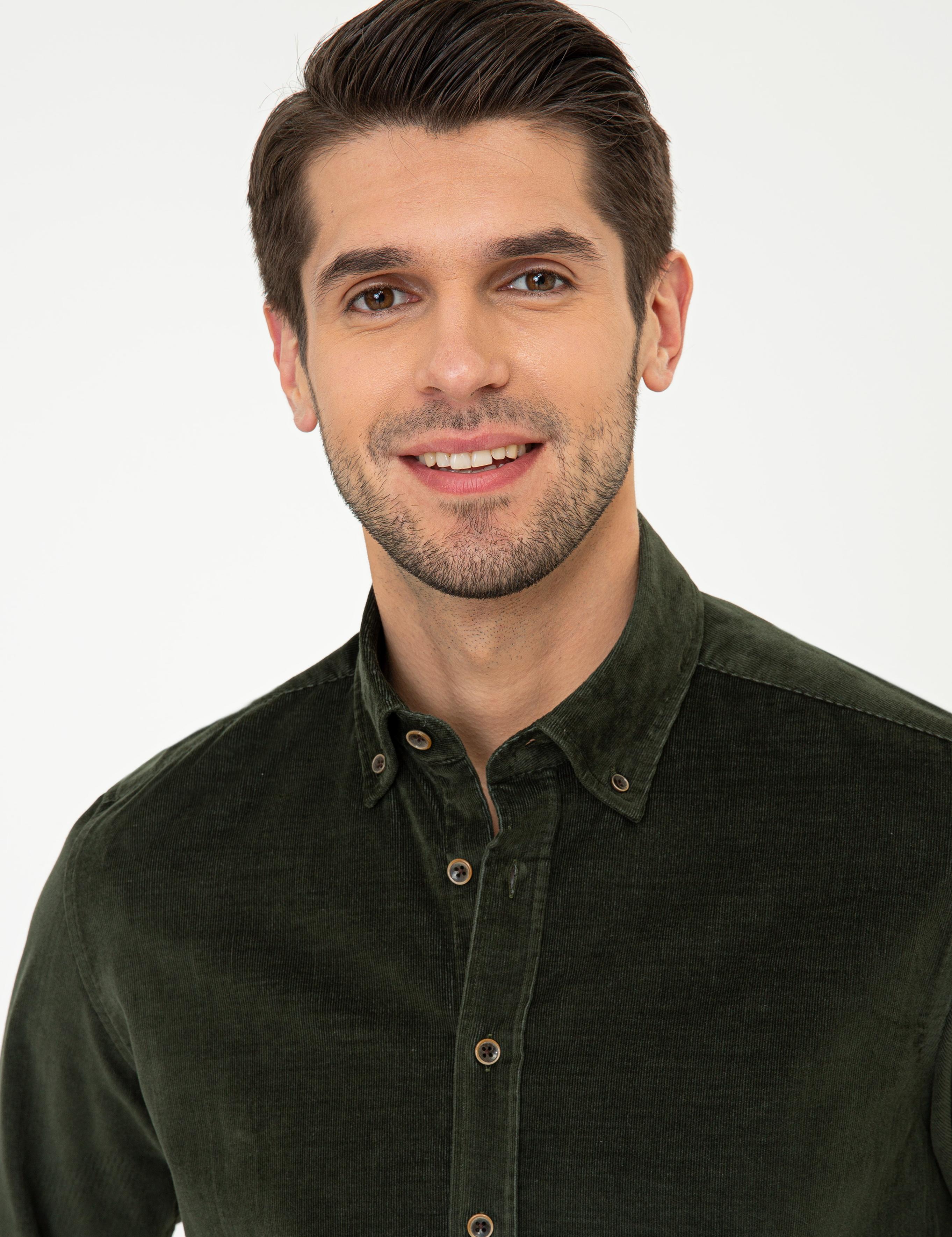 Haki Regular Fit Uzun Kollu Gömlek